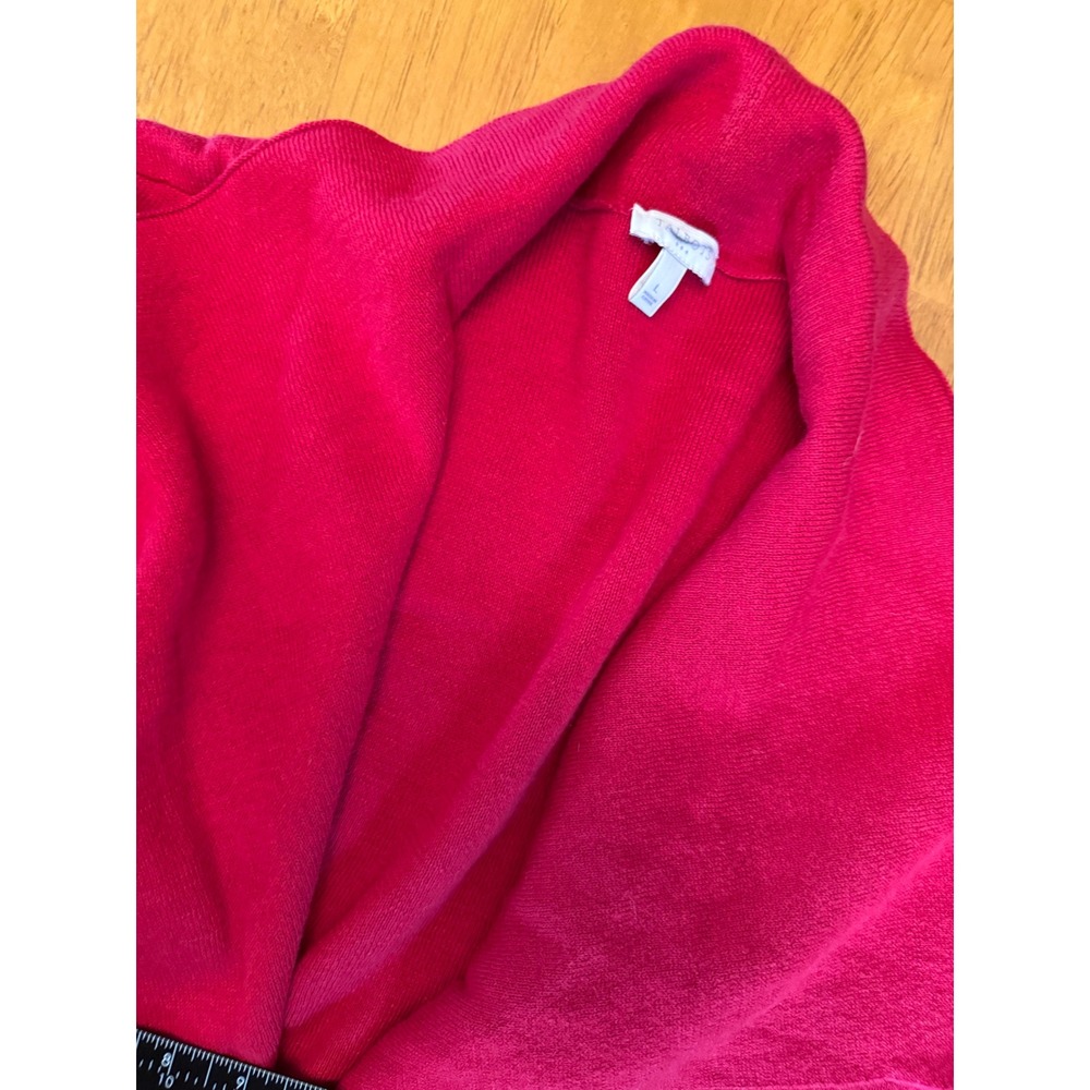 Talbots Womens Red Draped Open Front Cardigan Sweater Holiday Christmas Large